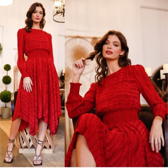 H.P.  RED HOLIDAY DRESS - Picture 2 of 4